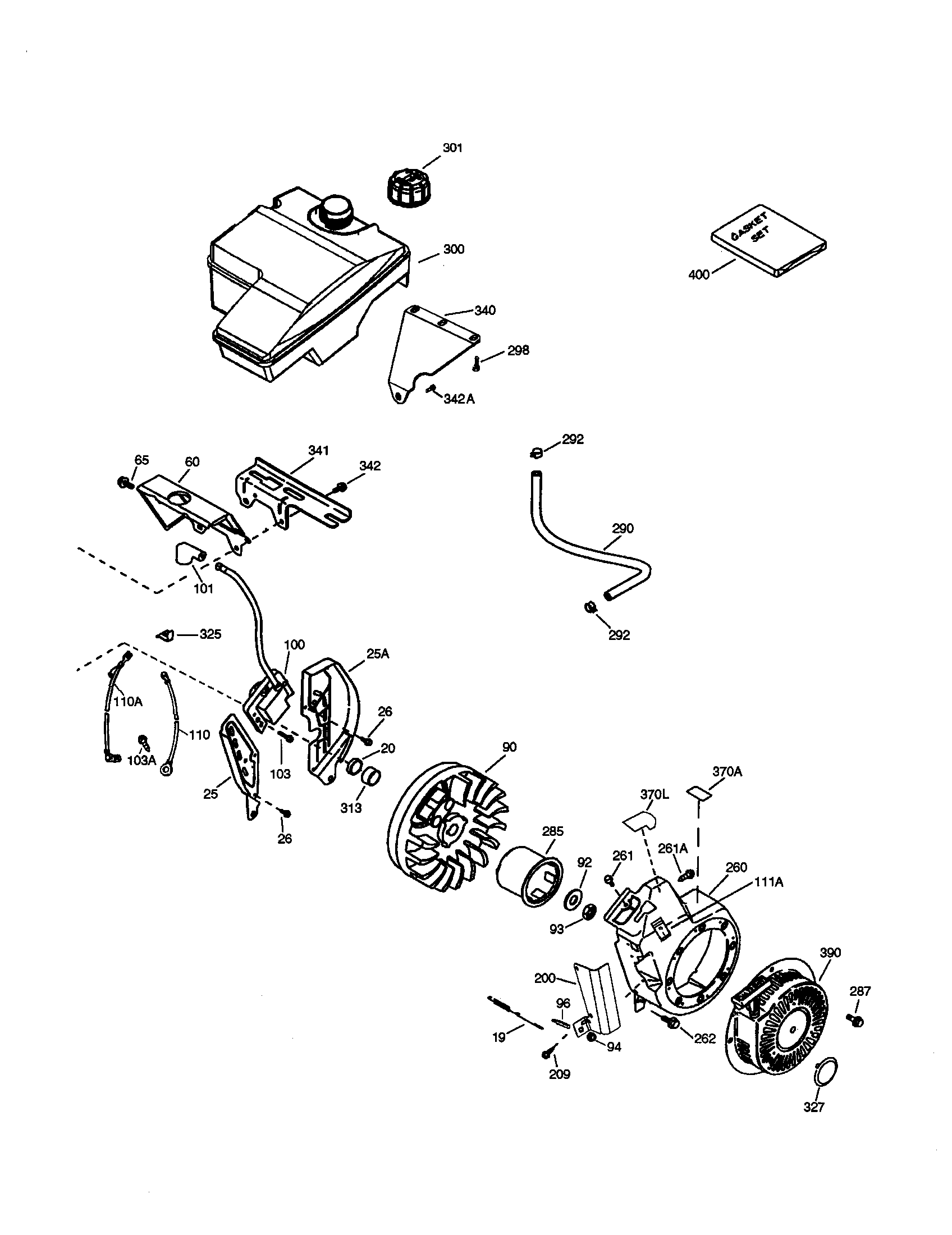 Fly Wheel Assembly Diagram and Parts List for 143996001  Craftsman Engine