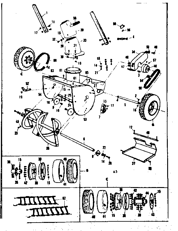 Reel Assembly Diagram and Parts List for 53682552  Craftsman Snow Blower