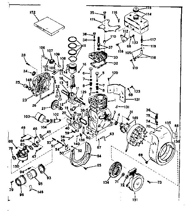 Basic Engine Diagram and Parts List for 143541132  Craftsman Engine