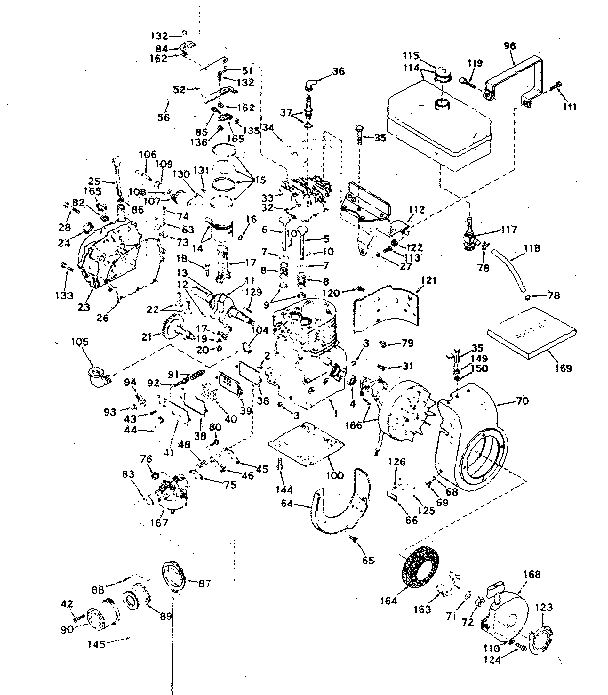 Basic Engine Diagram and Parts List for 143576182  Craftsman Engine