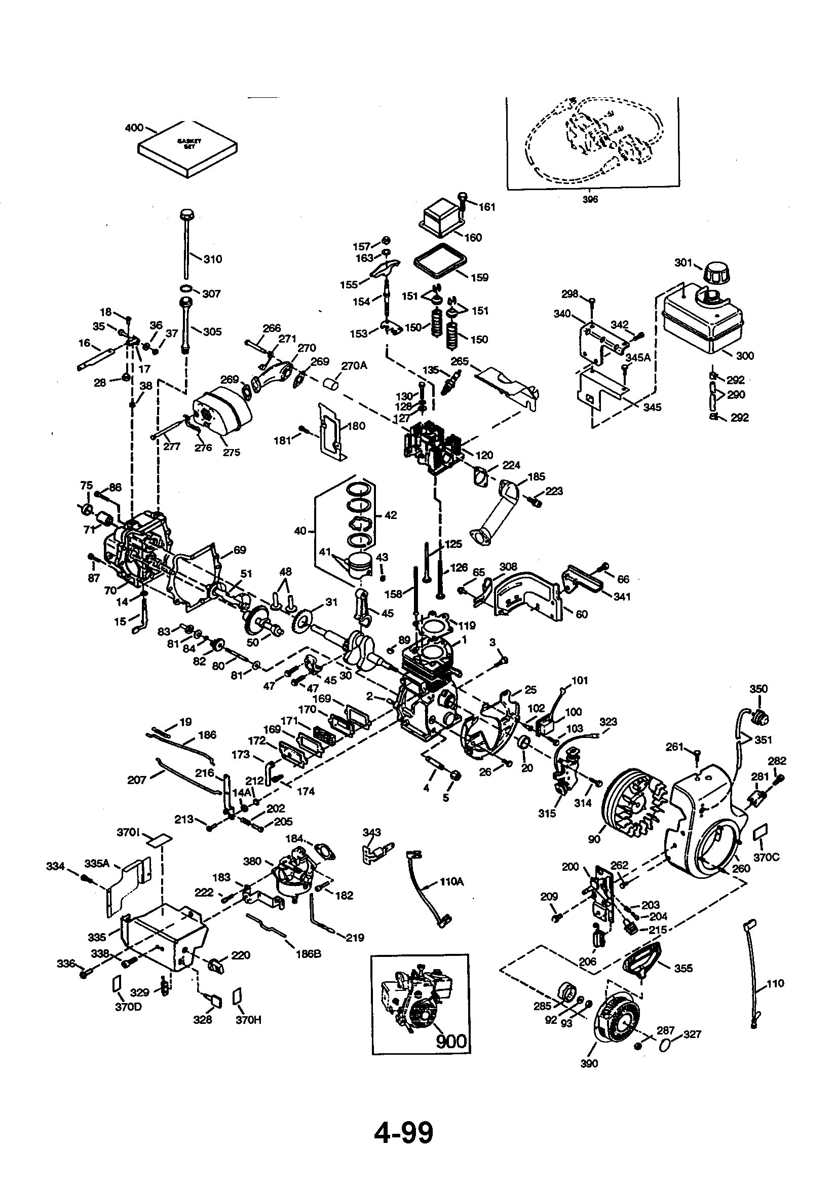 Craftsman 4-cycle Engine Diagram and Parts List for 143001203  Craftsman Engine