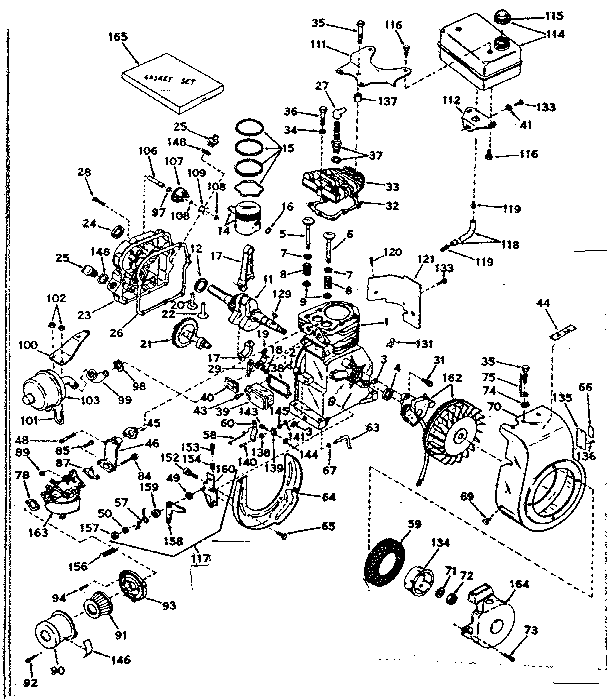 Basic Engine Diagram and Parts List for 143607062  Craftsman Engine