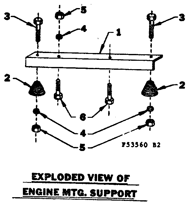 Engine Mounting Support Diagram and Parts List for 58053560  Craftsman Engine