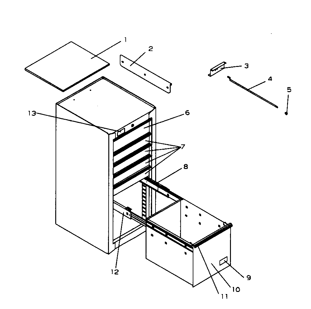 Side Cabinet Diagram and Parts List for 706593931  Craftsman Tool Stand & Cart