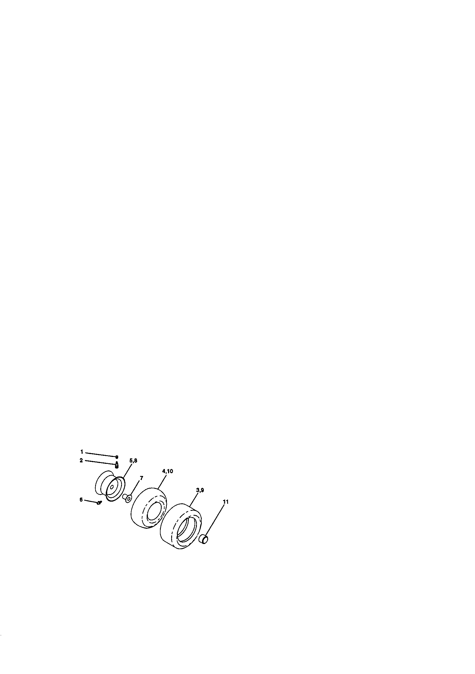 Wheels And Tires Diagram and Parts List for 917270651  Craftsman Lawn Tractor