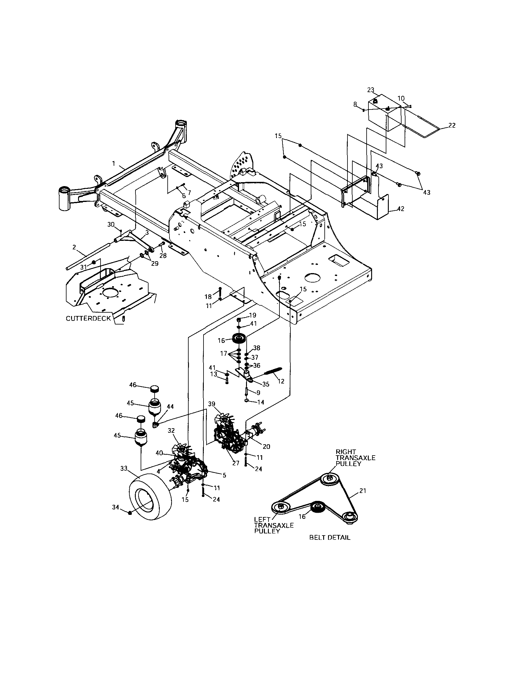 Transaxle Diagram and Parts List for 12728877  Craftsman Engine
