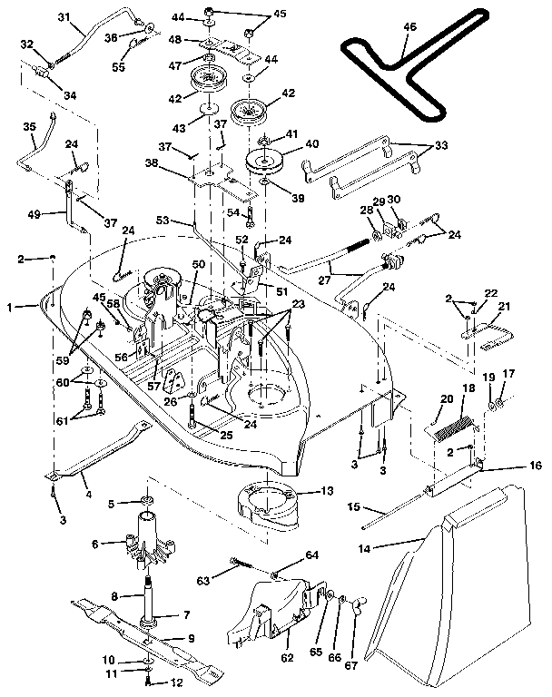 Mower Deck Diagram and Parts List for 917256930  Craftsman Lawn Tractor