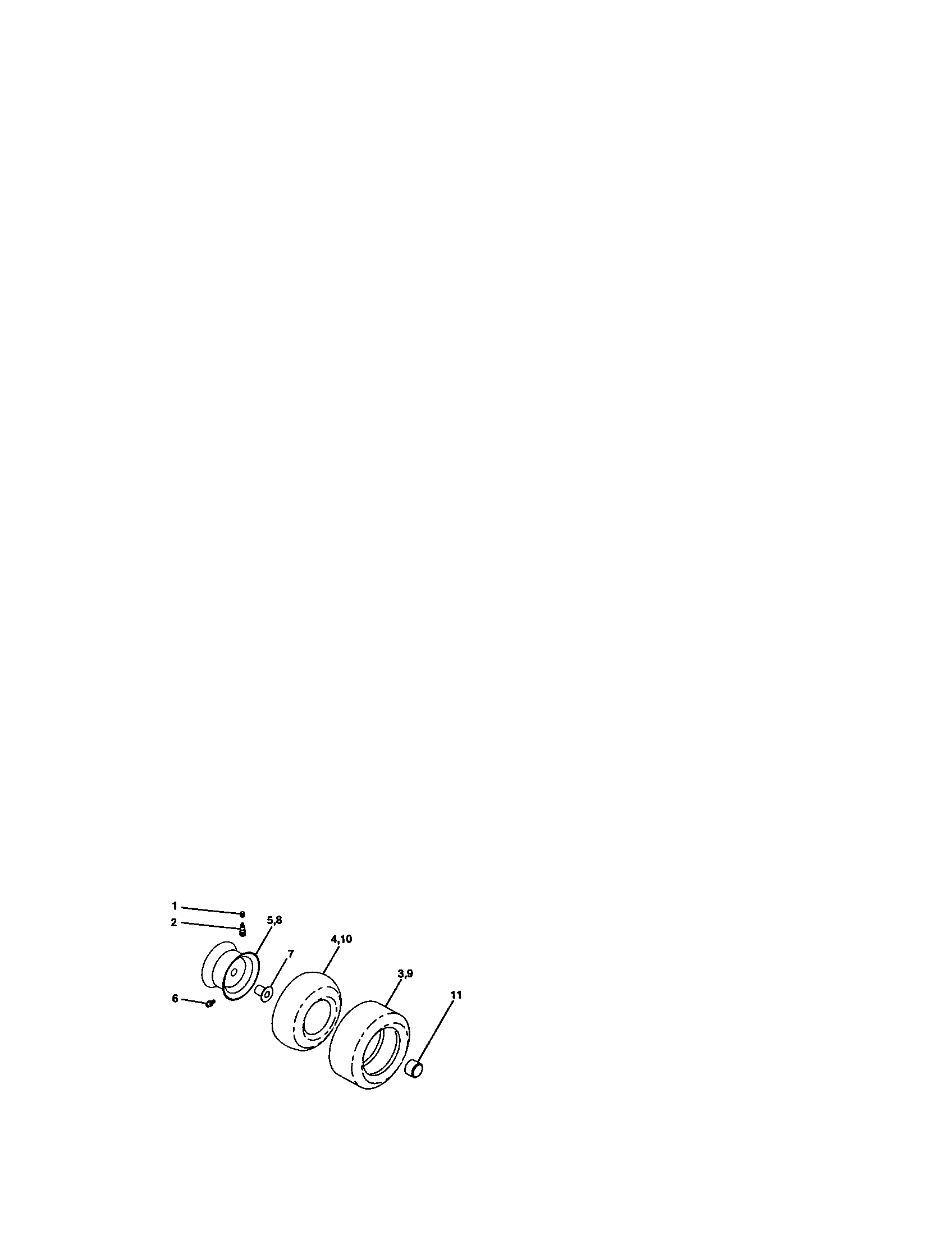 Wheels And Tires Diagram and Parts List for 917271013  Craftsman Lawn Tractor