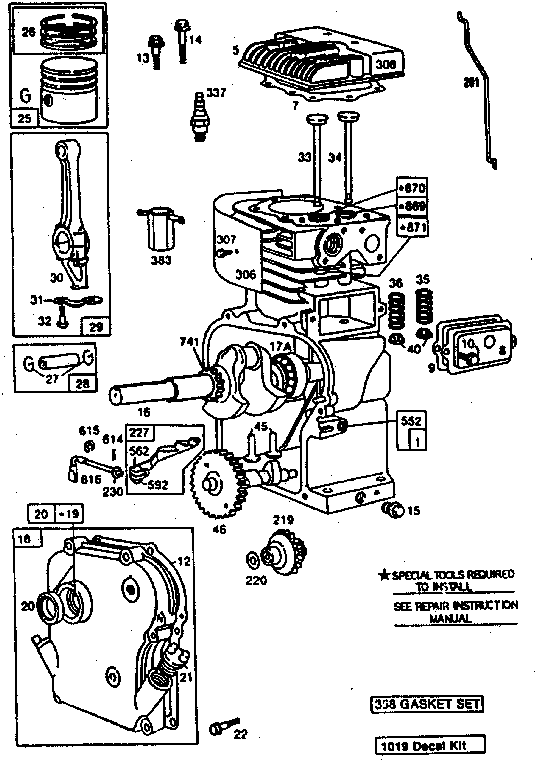Replacement Parts Diagram and Parts List for 500130202  Craftsman Engine