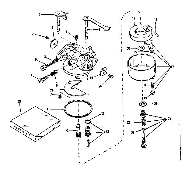 Carburetor No. 630943 Diagram and Parts List for 143122311  Craftsman Engine