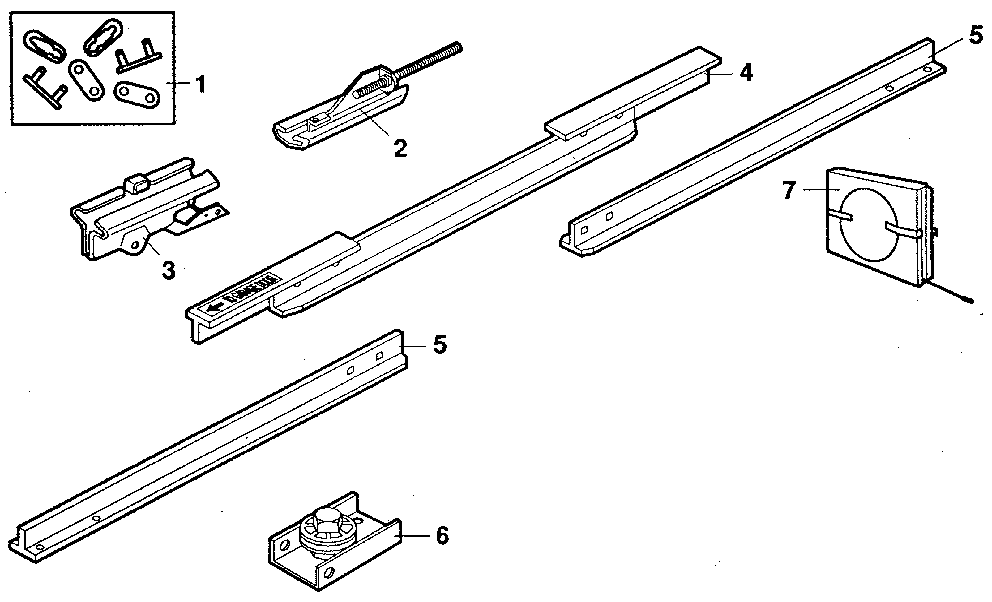 Rail Assembly Diagram and Parts List for 13953515SR  Craftsman Garage Door Opener