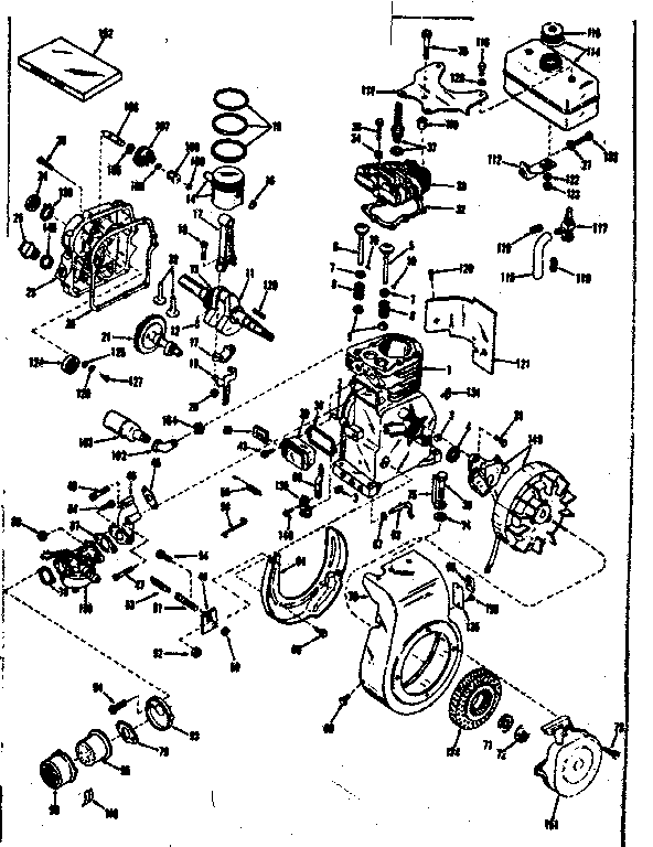 Basic Engine Diagram and Parts List for 143534062  Craftsman Engine