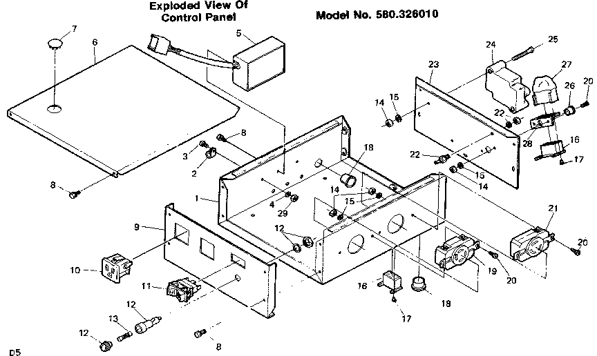 Exploded View Of Control Panel Diagram and Parts List for 580326010  Craftsman Engine
