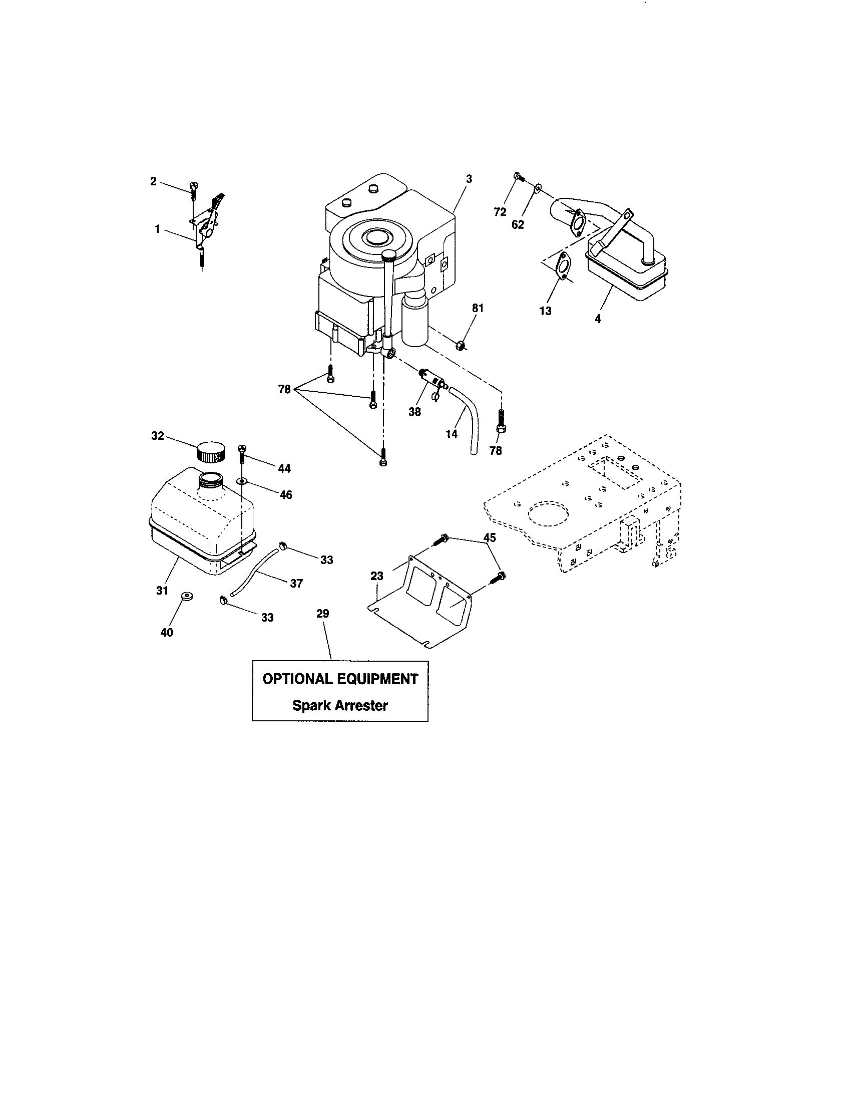 Engine Diagram and Parts List for 917273399  Craftsman Lawn Tractor