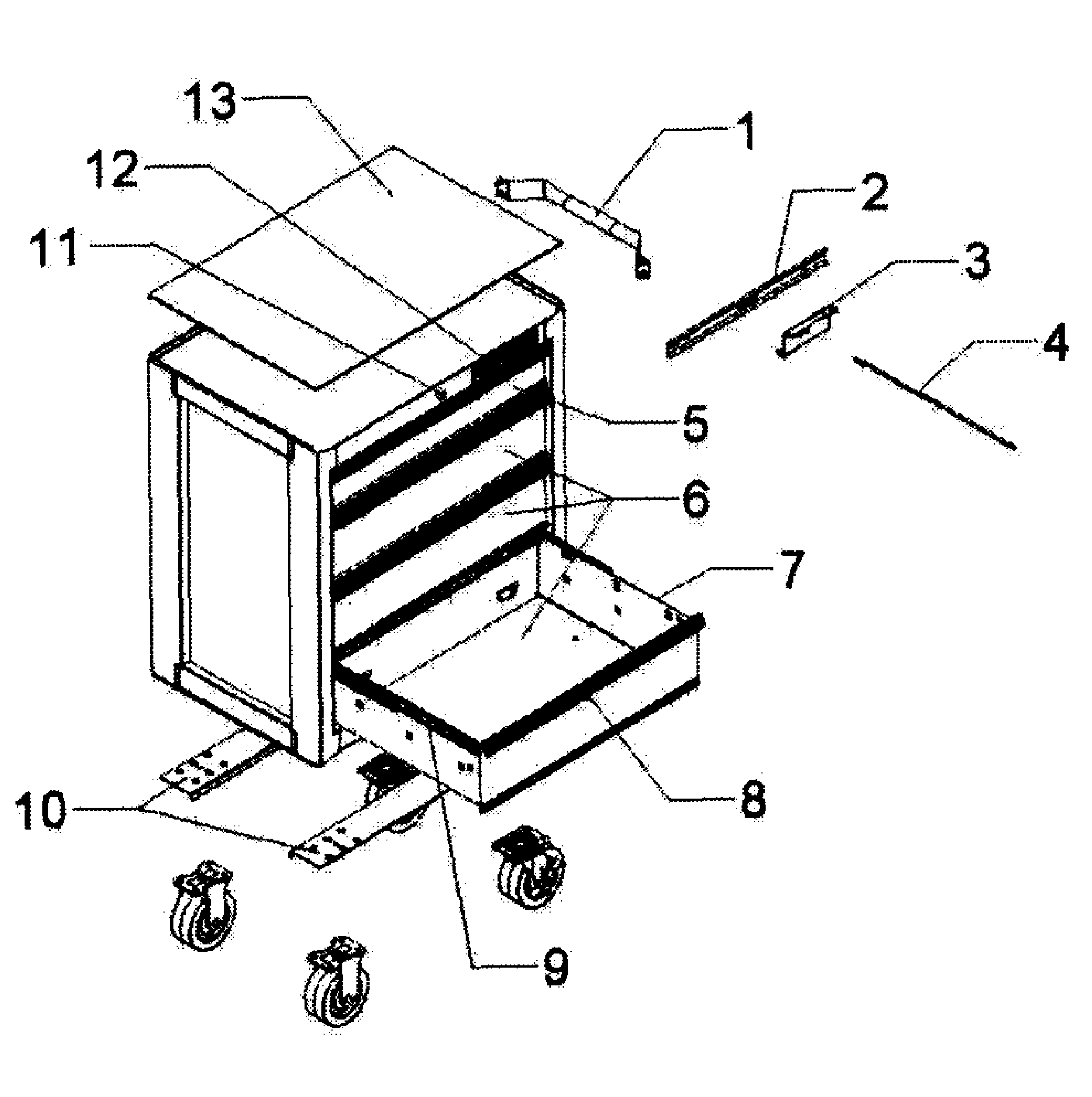 Cabinet Parts Diagram and Parts List for 706353440  Craftsman Tool Stand & Cart