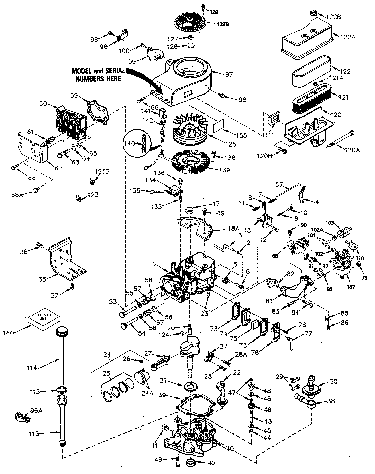 Replacement Parts Diagram and Parts List for 143406022  Craftsman Engine