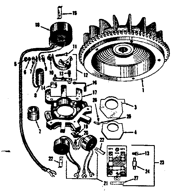 Alternator Magneto Diagram and Parts List for 14340600  Craftsman Engine
