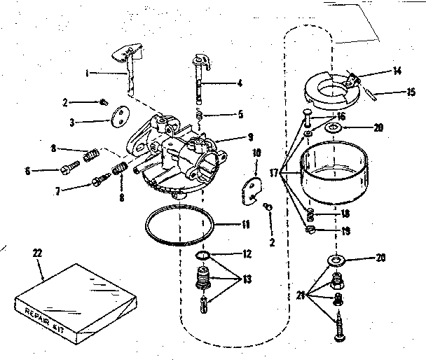 Carburetor Diagram and Parts List for 14352702  Craftsman Engine