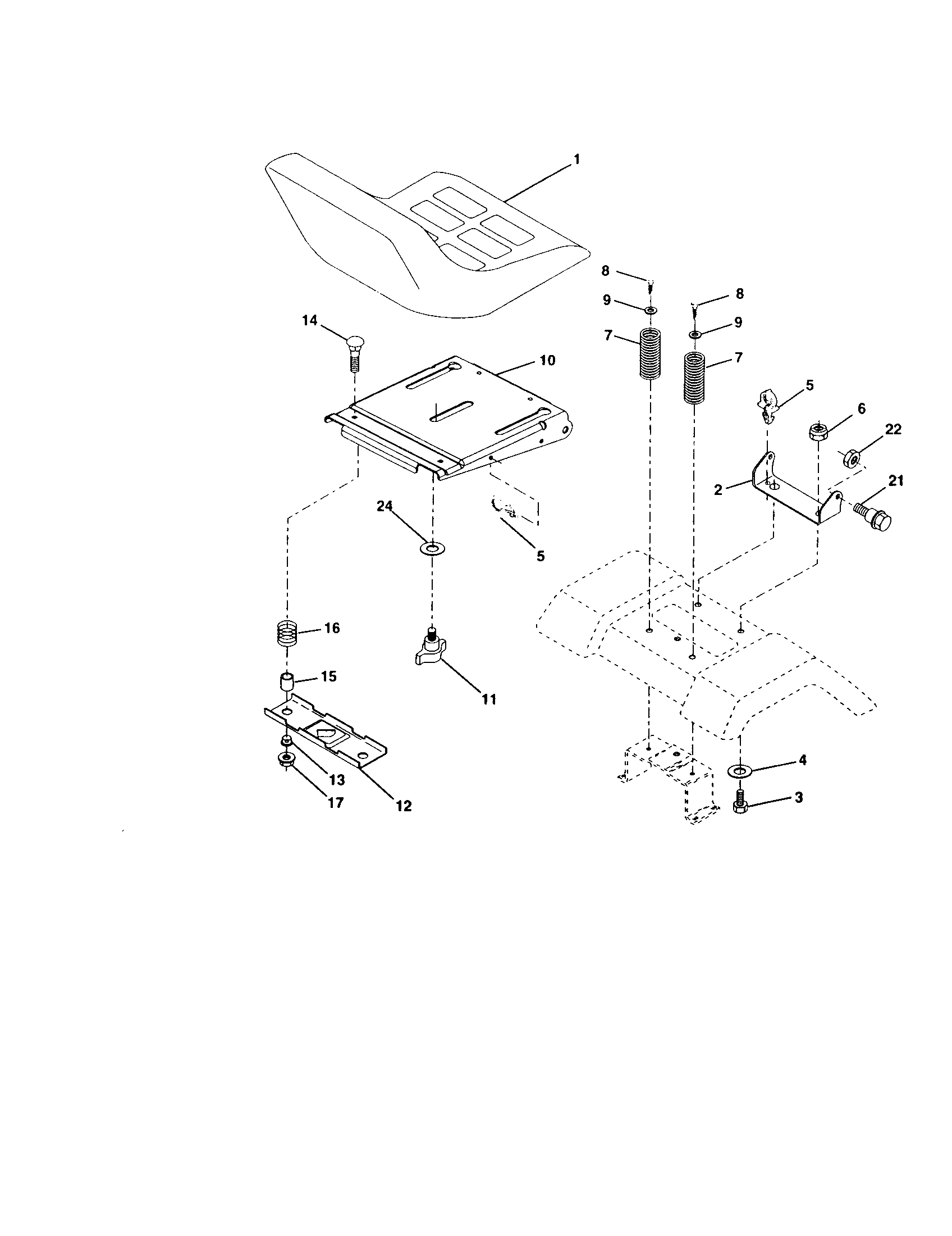 Seat Assembly Diagram and Parts List for 917271826  Craftsman Lawn Tractor