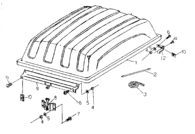 Top assembly Diagram and Parts List for 28761600  Craftsman Garage and Workshop