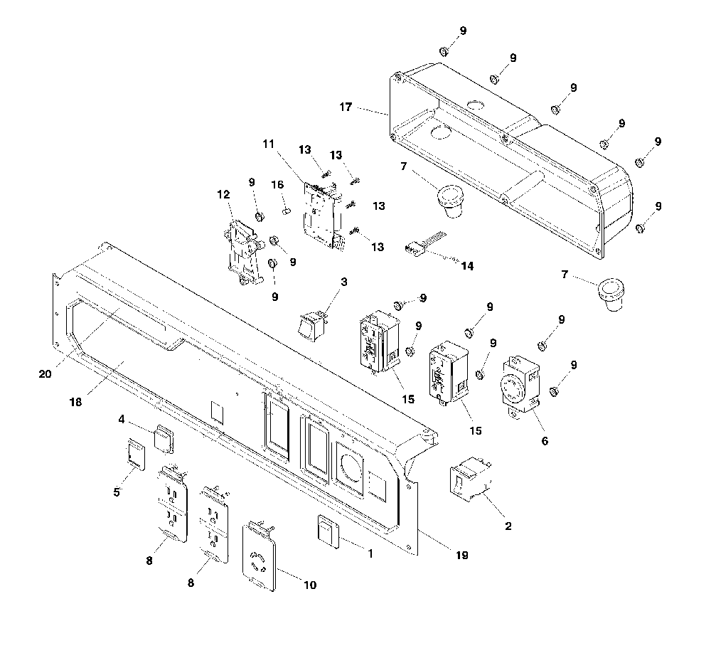 Control panel Diagram and Parts List for CMXGGAS030731  Craftsman Generator