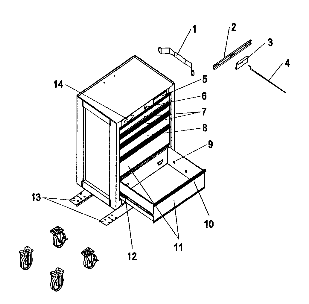 Cabinet Diagram and Parts List for 706877430  Craftsman Tool Stand & Cart