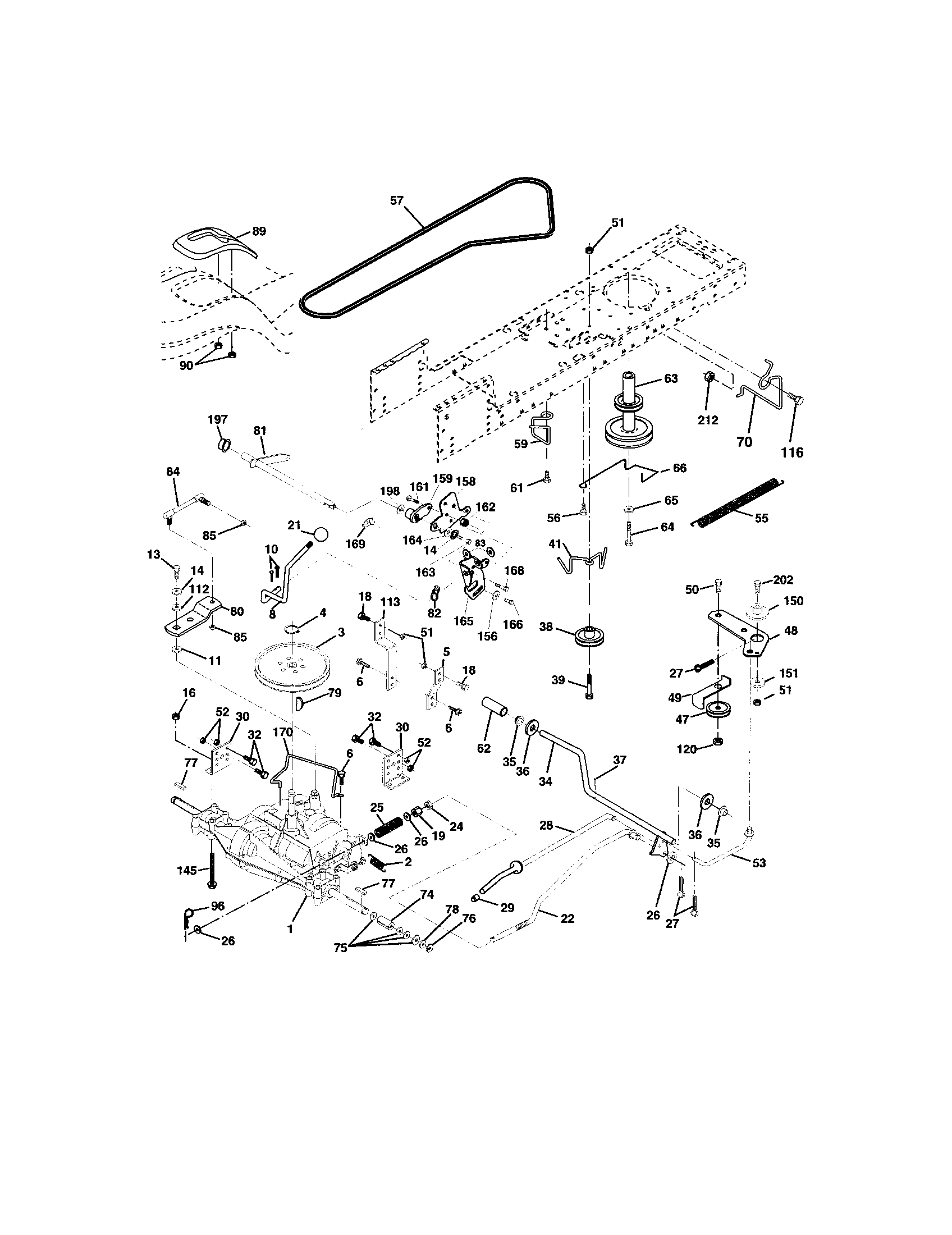Ground Drive Diagram and Parts List for 917272751  Craftsman Lawn Tractor