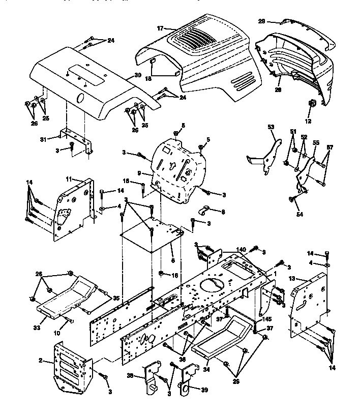 Chassis And Enclosures Diagram and Parts List for 917270612  Craftsman Lawn Tractor
