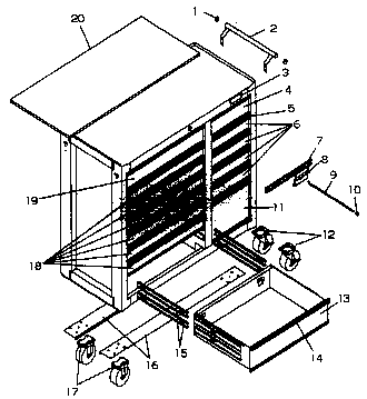 Tool Cart Diagram and Parts List for 706619310  Craftsman Tool Stand & Cart