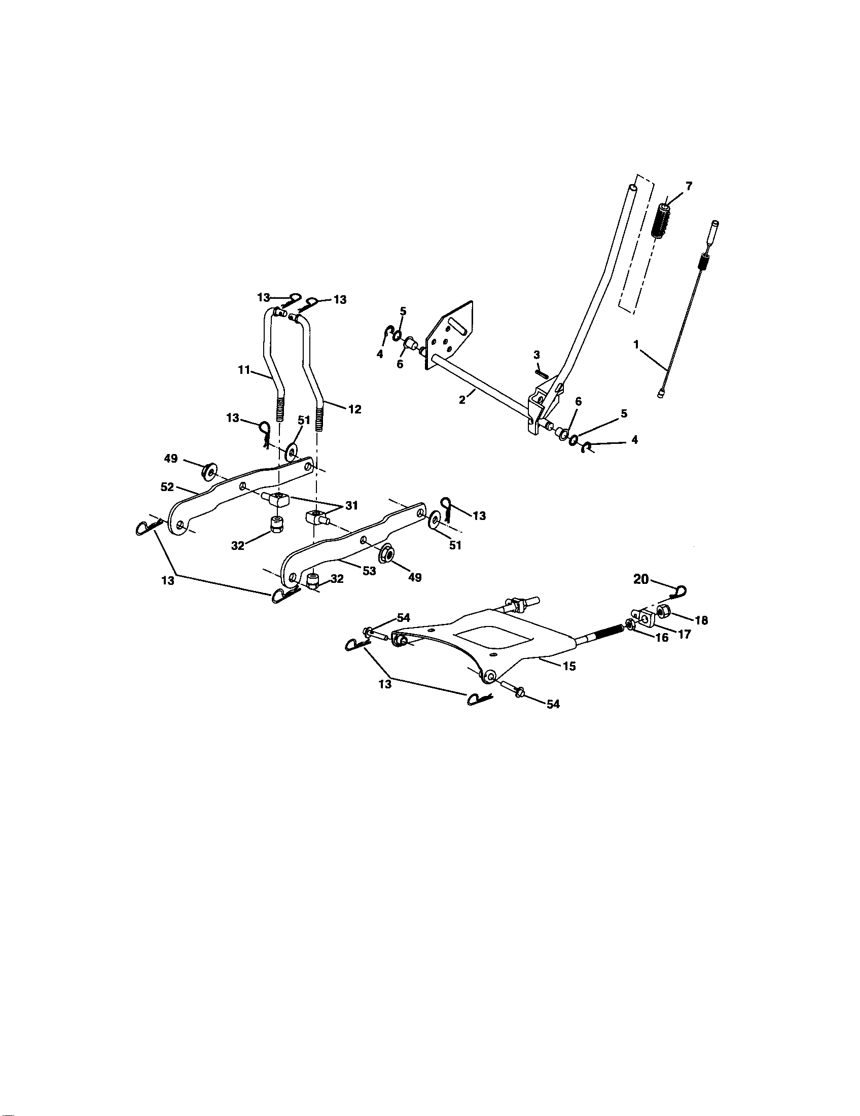 Lift Assembly Diagram and Parts List for 917275900  Craftsman Lawn Tractor