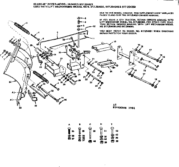 Replacement Parts Diagram and Parts List for 917254021  Craftsman Lawn Tractor