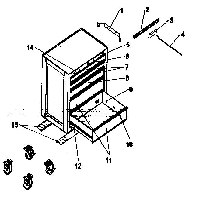 Tool Cart Diagram and Parts List for 706957360  Craftsman Tool Stand & Cart