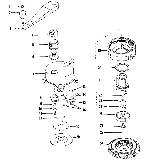 Ratchet Self Starter Diagram and Parts List for 14320500  Craftsman Engine