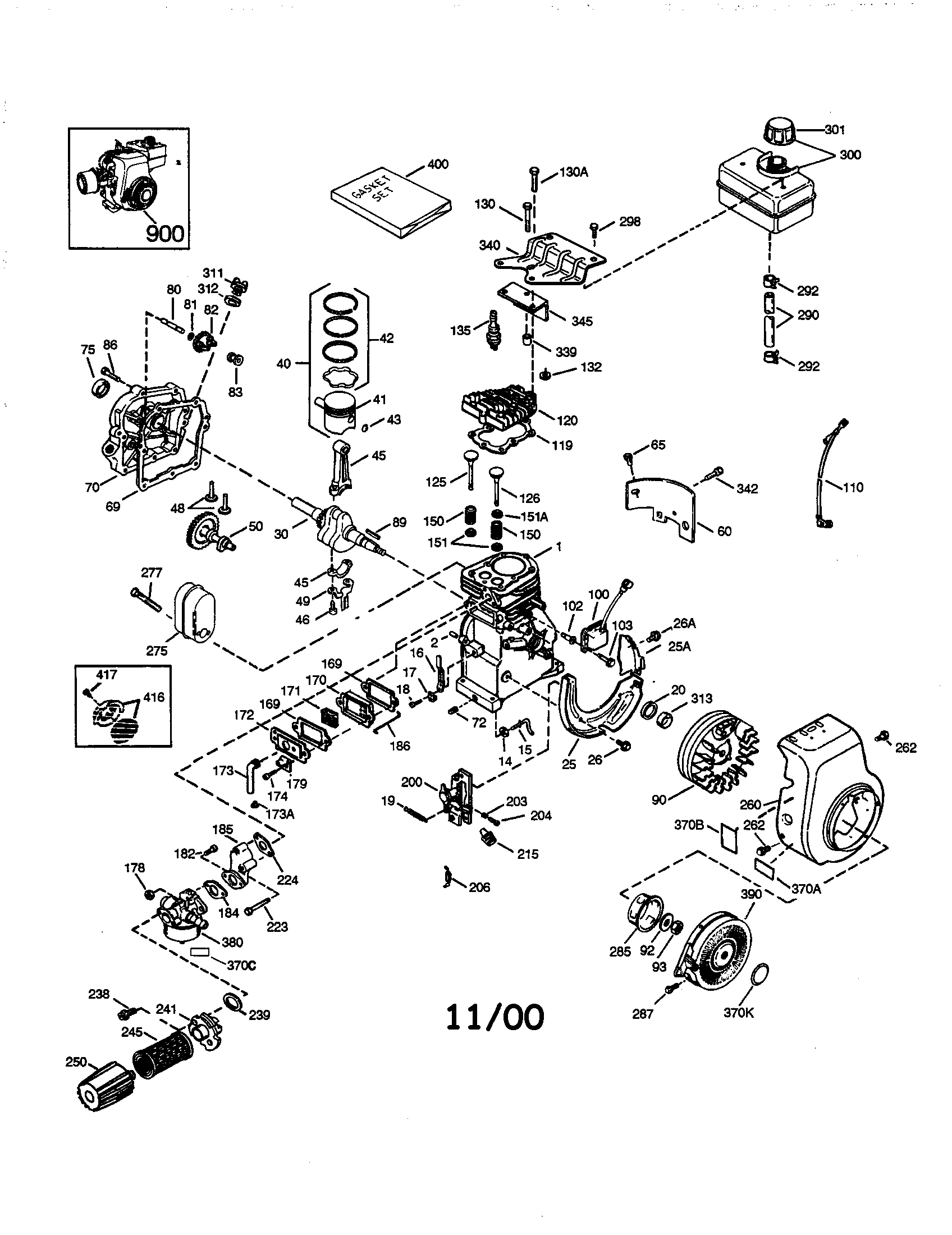 Engine Diagram and Parts List for 143013503  Craftsman Engine