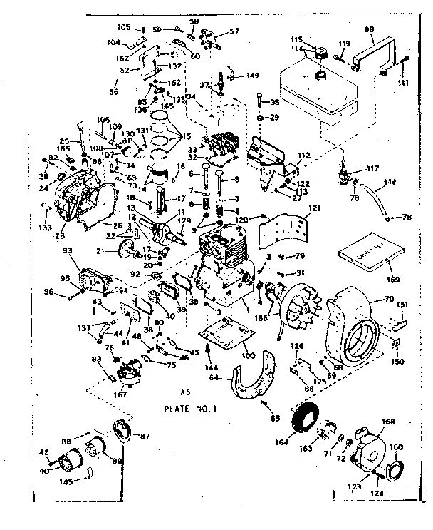 Basic Engine Diagram and Parts List for 143586082  Craftsman Engine