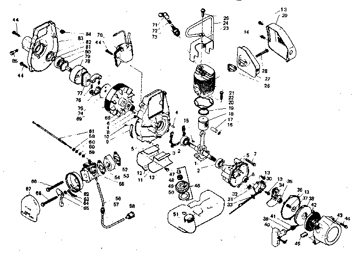 Engine Diagram and Parts List for 23479580  Craftsman Trimmer