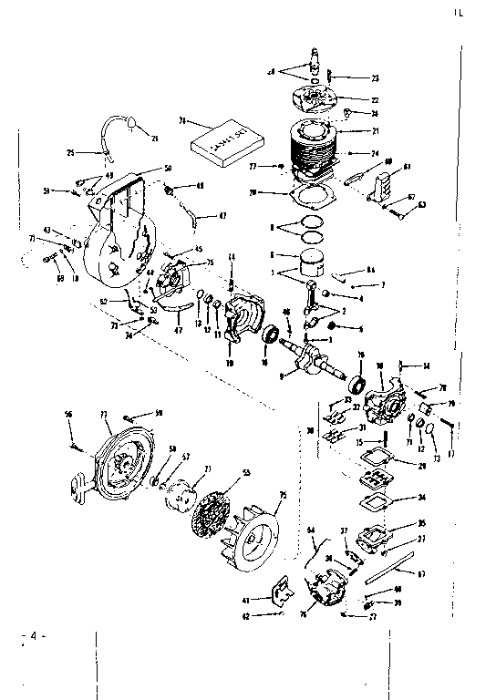 Crankcase Diagram and Parts List for 91761404  Craftsman Chainsaw
