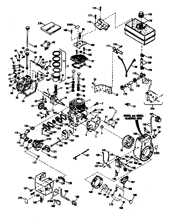 Engine Diagram and Parts List for 143786022  Craftsman Engine