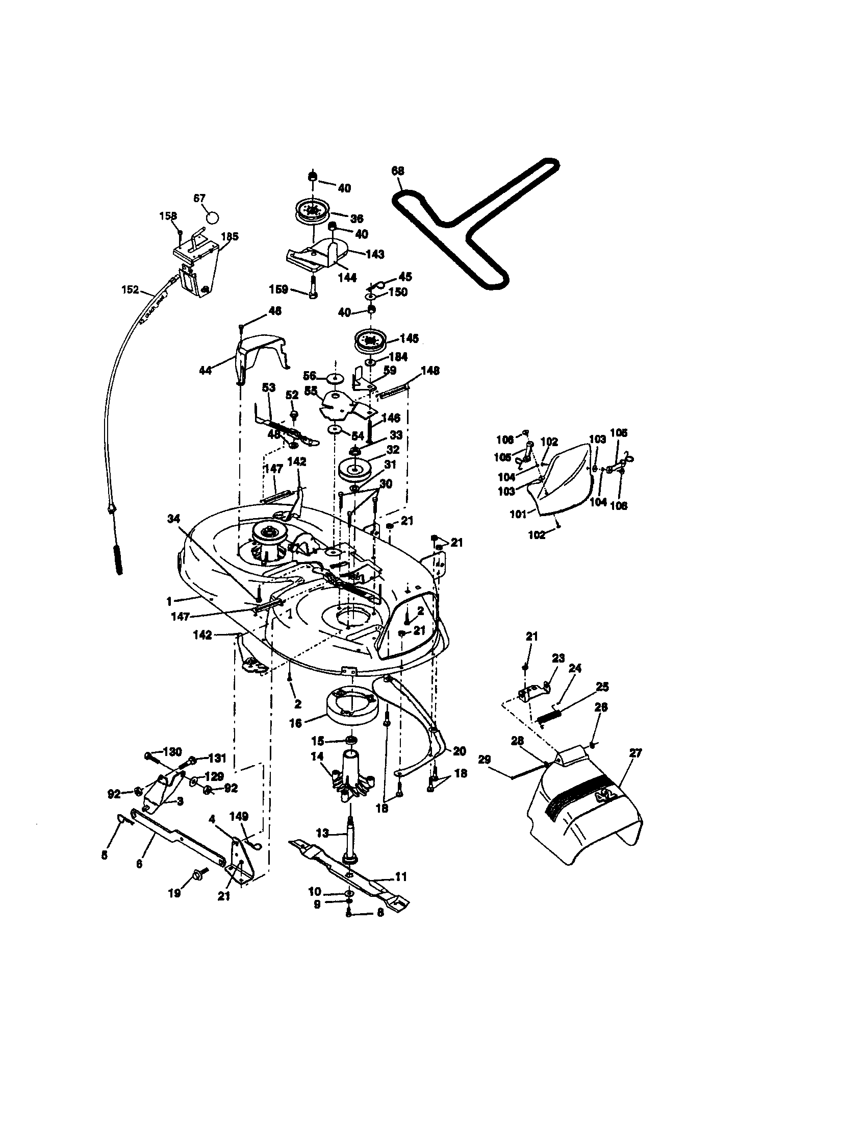 Mower Deck Diagram and Parts List for 917273381  Craftsman Lawn Tractor
