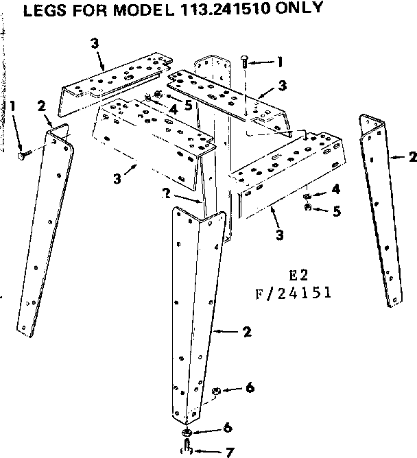 2 Inch Motorized Table Saw/legs For Model 113.241510 Only Diagram and Parts List for 113241510  Craftsman Table Saw