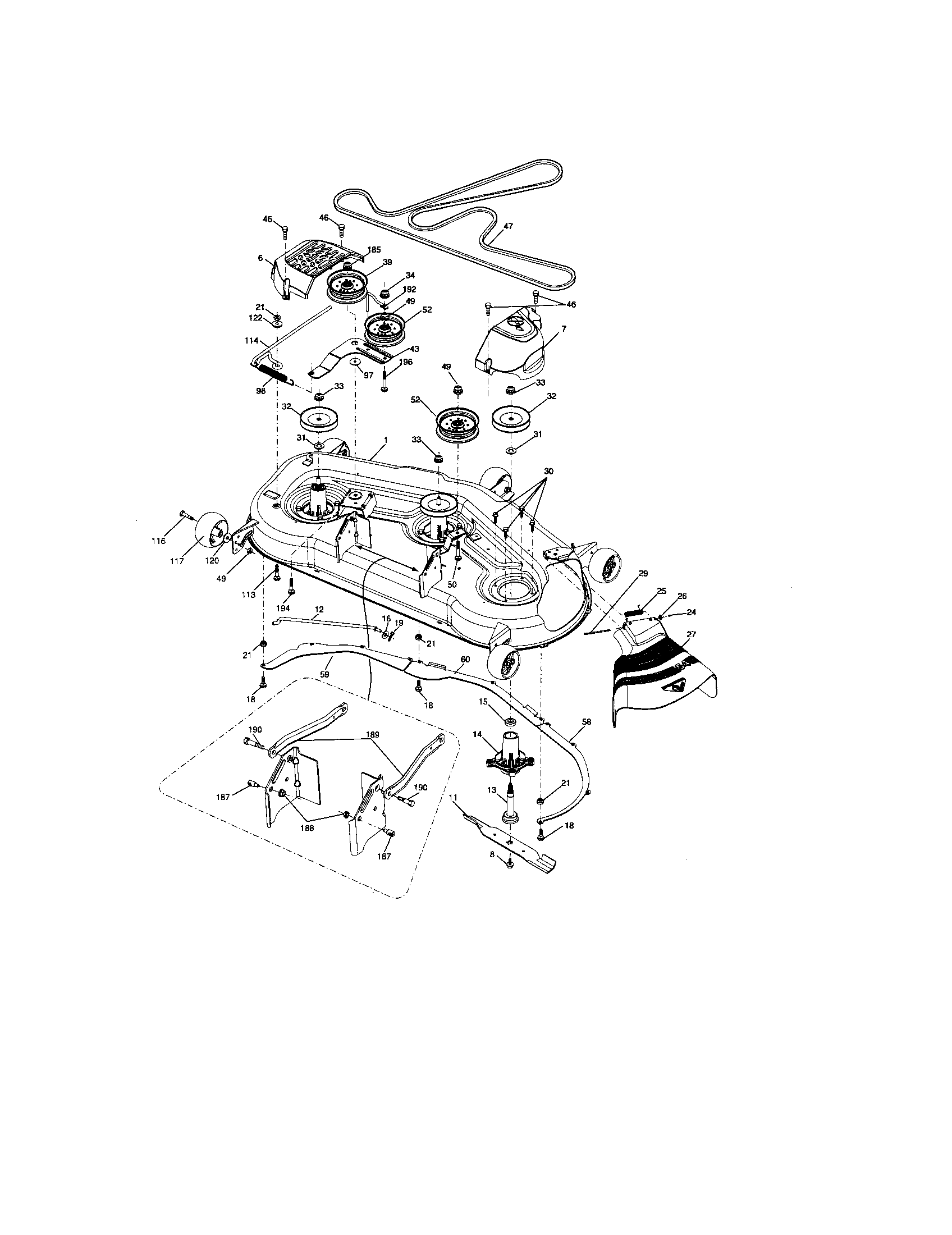 Mower Deck Diagram and Parts List for 917276902  Craftsman Lawn Tractor