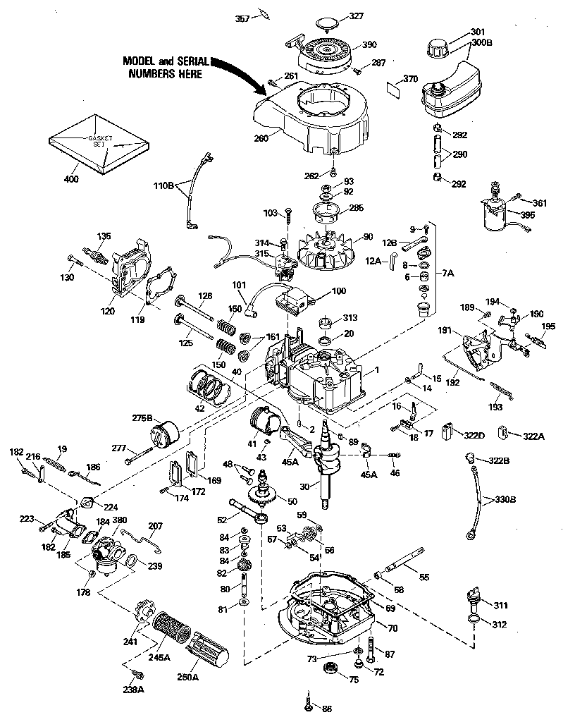 Replacement Parts Diagram and Parts List for 143404172  Craftsman Engine