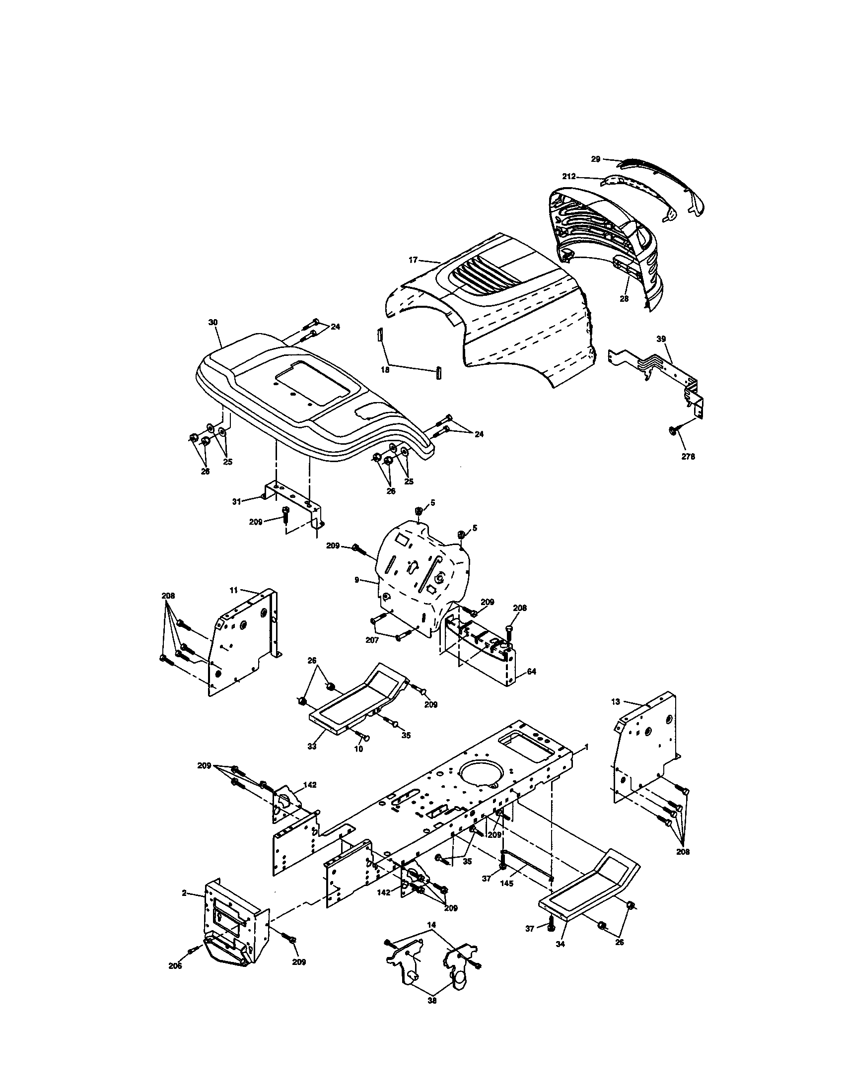 Chassis And Enclosures Diagram and Parts List for 917277331  Craftsman Lawn Tractor