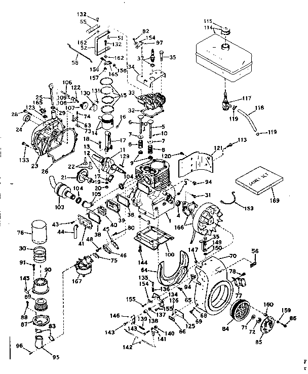 Basic Engine Diagram and Parts List for 143576052  Craftsman Engine