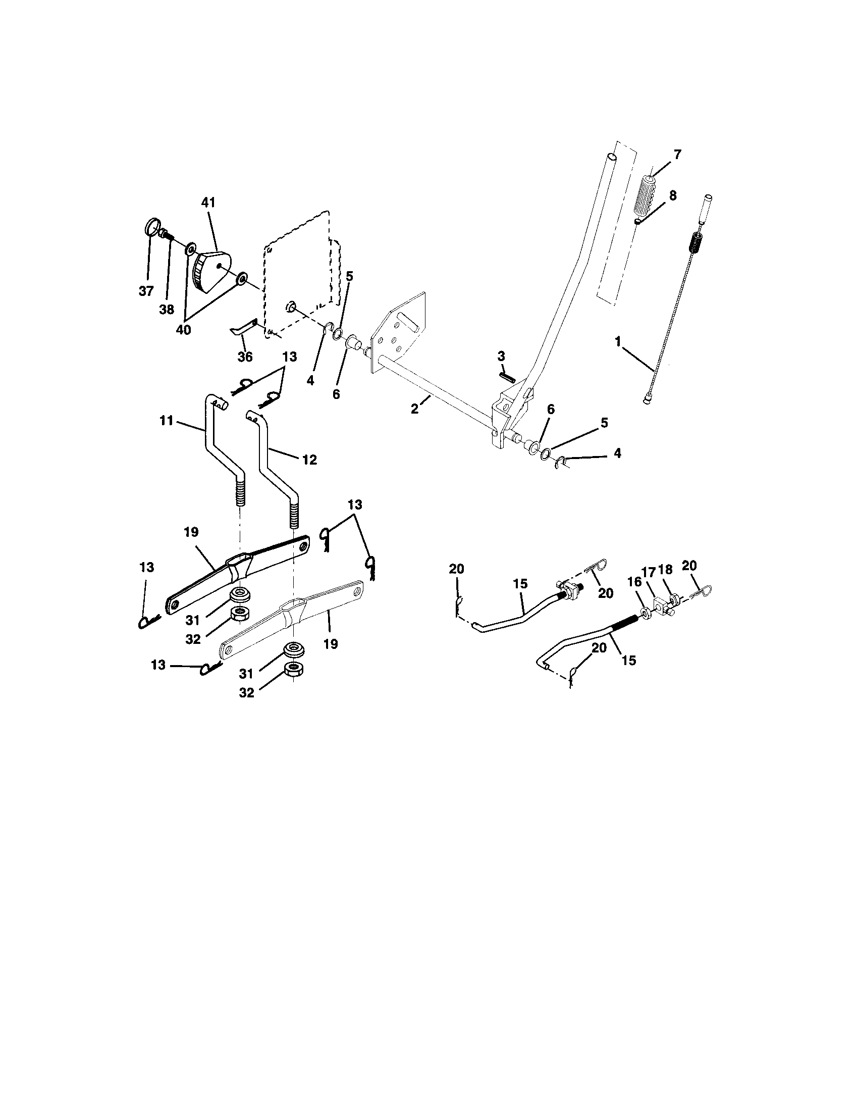 Lift Assembly Diagram and Parts List for 917273810  Craftsman Lawn Tractor