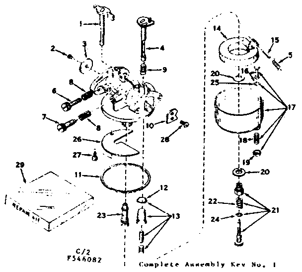Carburetor Diagram and Parts List for 143546082  Craftsman Engine