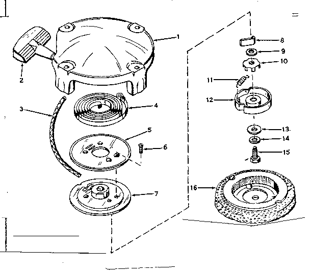 Rewind Starter No. 28319a Diagram and Parts List for 143556022  Craftsman Engine
