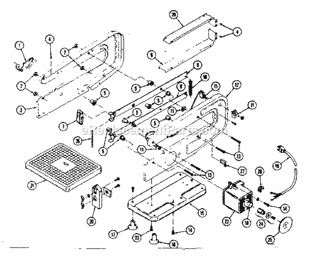 Unit Parts Diagram and Parts List for 572247202  Craftsman Scroll Saw