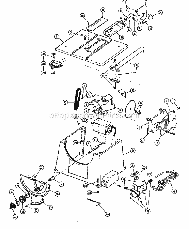 Unit Parts Diagram and Parts List for 5722474  Craftsman Table Saw