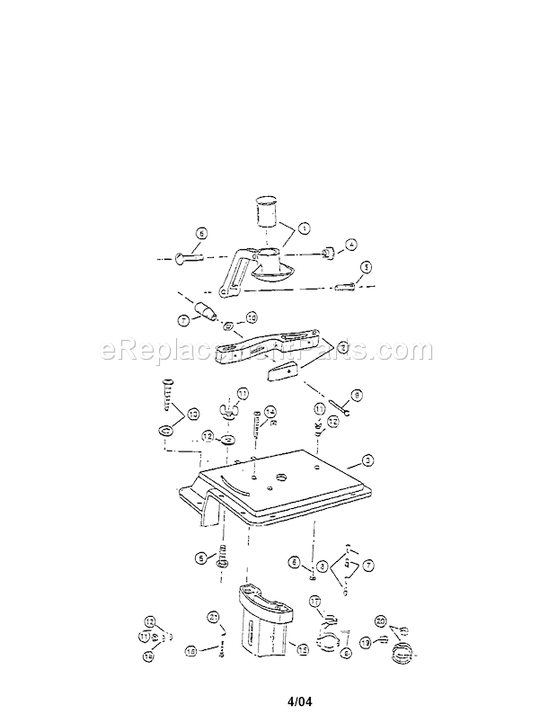 Shaper/Router Table Diagram and Parts List for 572530340  Craftsman Router